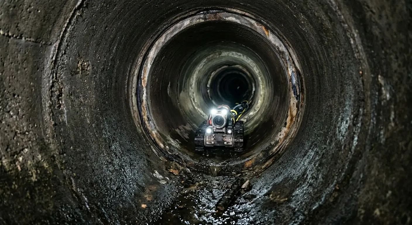 Robotic sewer camera inspecting pipe interior for Sewer Line Repair in Othello