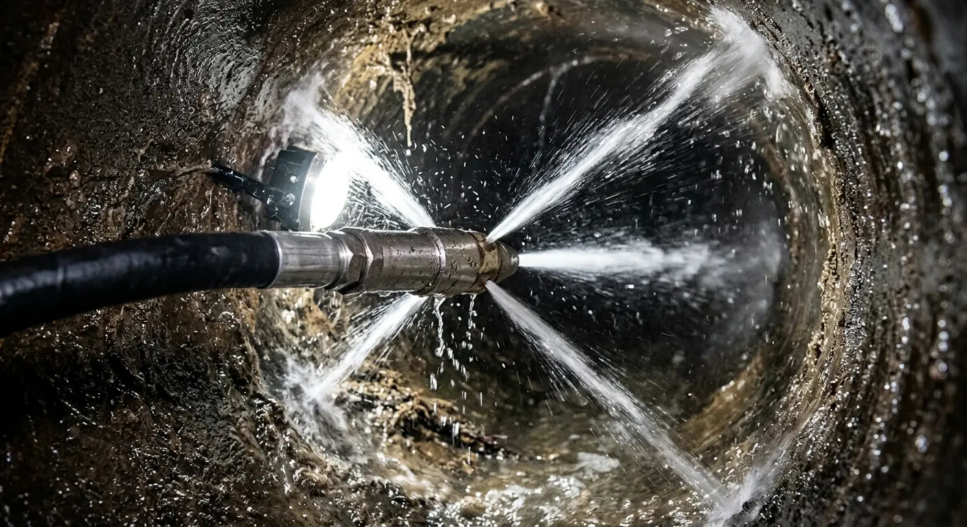 High-pressure hydro jetting nozzle cleaning sewer pipe for Storm Drain Cleaning in Othello